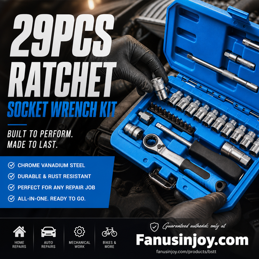 📢📢50% OFF !!⏰29pcs Ratchet Socket Wrench Tool Kit, Multi-Size Repair Hand Tool Set with Storage Case 🔧