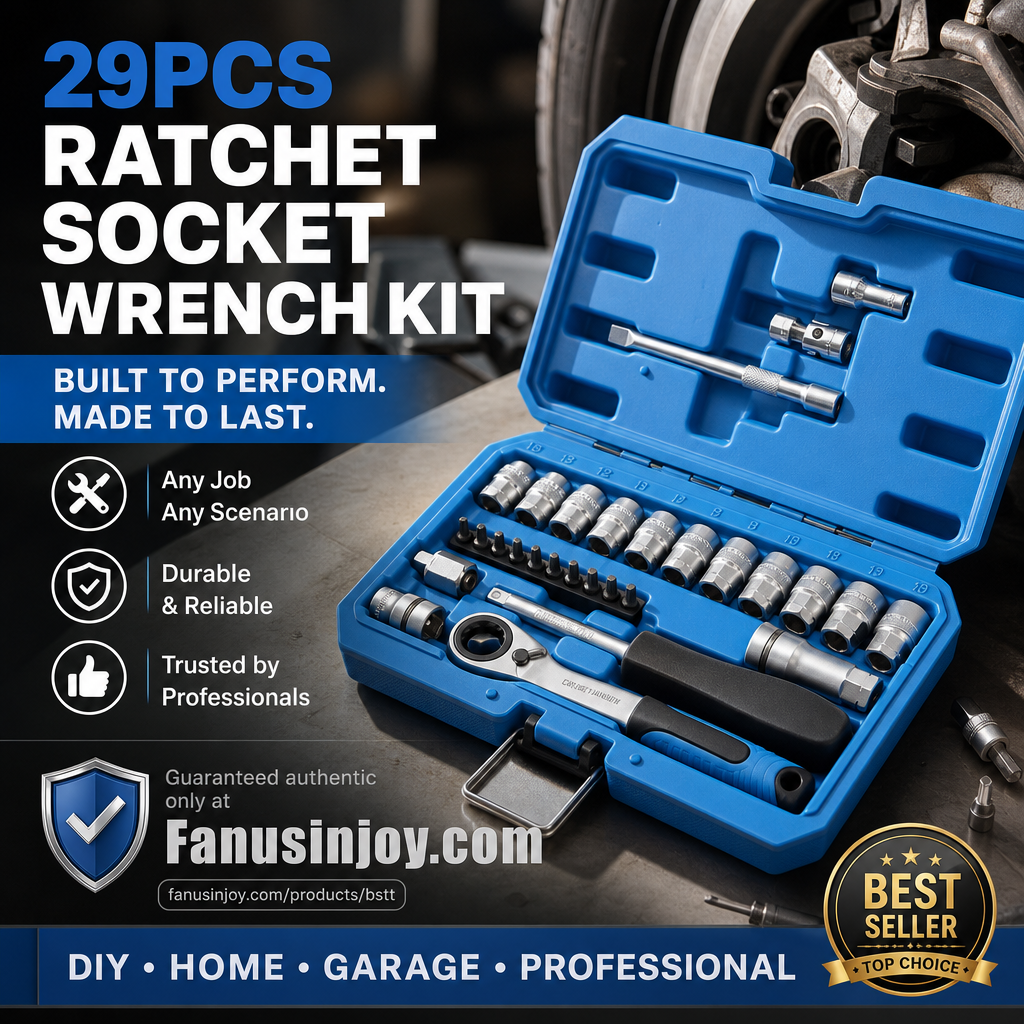 📢📢50% OFF !!⏰29pcs Ratchet Socket Wrench Tool Kit, Multi-Size Repair Hand Tool Set with Storage Case 🔧