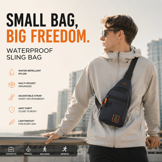 🎒 50% OFF! ✨ Waterproof Multi-pocket Crossbody Sling Bag – Organized Storage, Adjustable Strap, Headphone Jack 🌧️