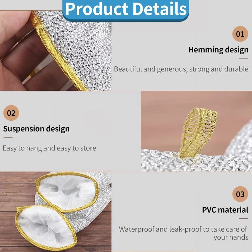 📢📢50 % OFF !!🔥🔥Kitchen Essentials— Dishwashing Wire Gloves✨
