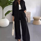 ⏳Limited-time 50% off⏰Womens Fashion Solid Color Loose Shirt Casual Wide Leg Trousers (2 Piece Set)👚👖