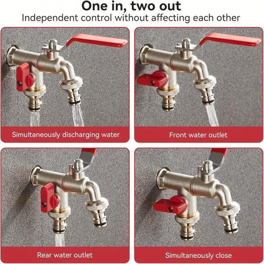 🔥Hot Sale 50% OFF🔥Universal Stainless Steel Double Outlet Garden Water Faucet