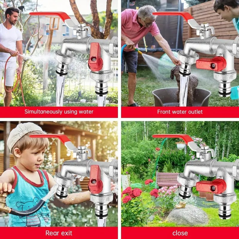 🔥Hot Sale 50% OFF🔥Universal Stainless Steel Double Outlet Garden Water Faucet