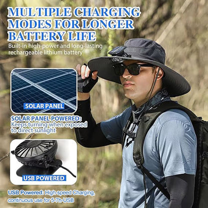 🧢  50% OFF! ✨ Solar Fan Sun Hat – UPF 50+, Dual Power, Ultralight ☀️
