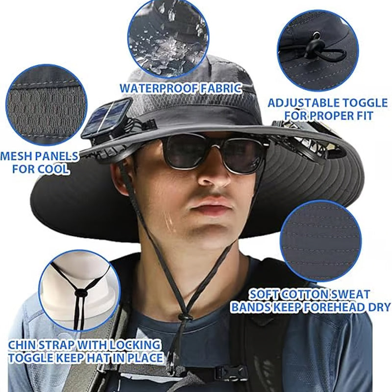 🧢  50% OFF! ✨ Solar Fan Sun Hat – UPF 50+, Dual Power, Ultralight ☀️