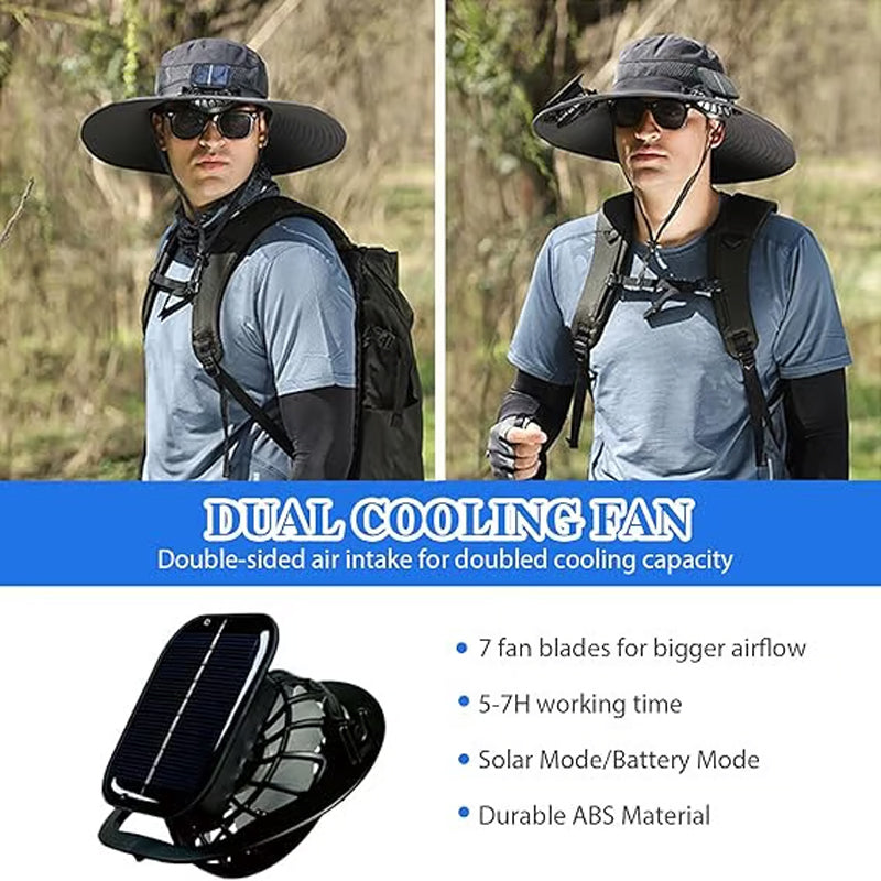 🧢  50% OFF! ✨ Solar Fan Sun Hat – UPF 50+, Dual Power, Ultralight ☀️