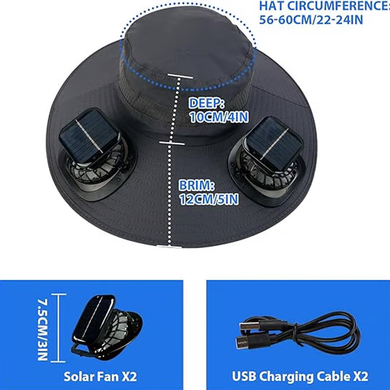 🧢  50% OFF! ✨ Solar Fan Sun Hat – UPF 50+, Dual Power, Ultralight ☀️