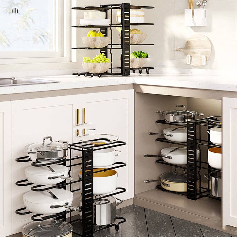 Multi-Tier Carbon Steel Pot Rack Organizer