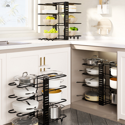Multi-Tier Carbon Steel Pot Rack Organizer
