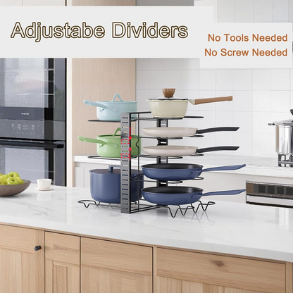 Multi-Tier Carbon Steel Pot Rack Organizer