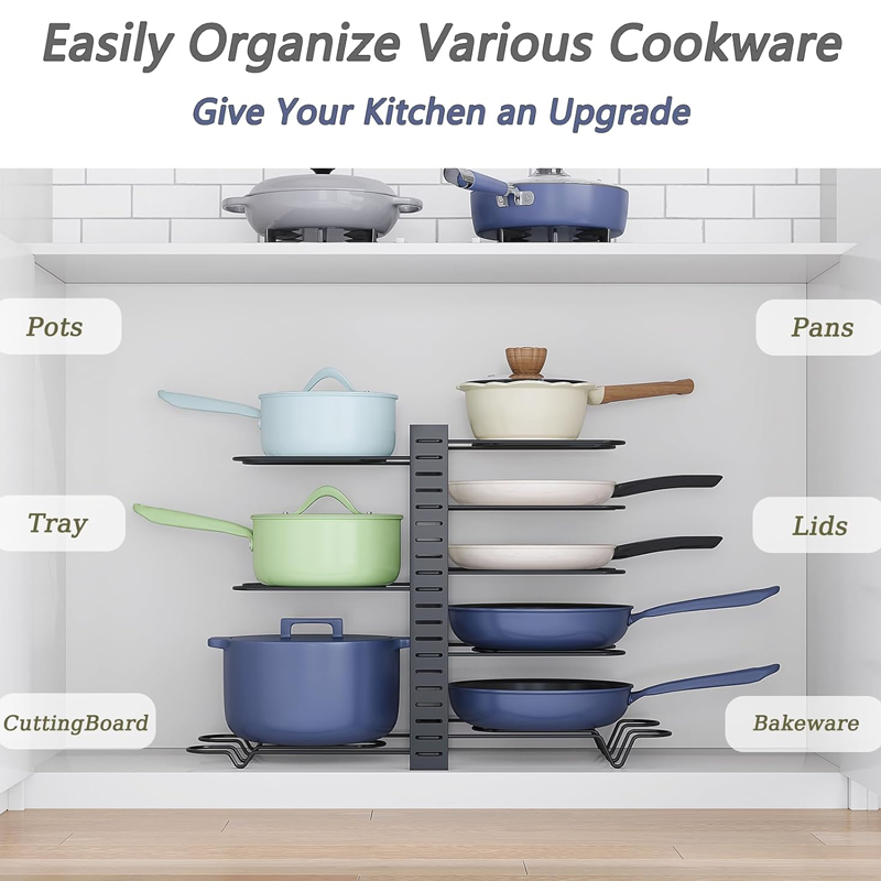Multi-Tier Carbon Steel Pot Rack Organizer