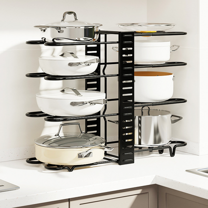 Multi-Tier Carbon Steel Pot Rack Organizer