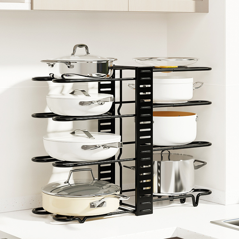 Multi-Tier Carbon Steel Pot Rack Organizer