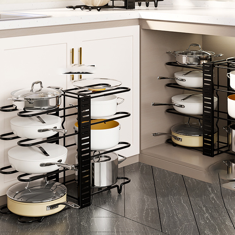 Multi-Tier Carbon Steel Pot Rack Organizer