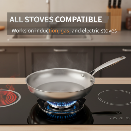 Tri-Ply Stainless Steel Frying Pan