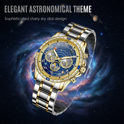 🎁✨ Elegant Self-Winding Watch with Sun & Moon Phase – No Battery, Never Stop | ⌚🌙💛