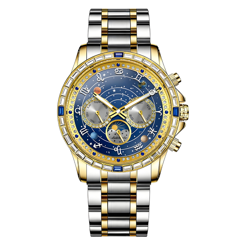 🎁✨ Elegant Self-Winding Watch with Sun & Moon Phase – No Battery, Never Stop | ⌚🌙💛