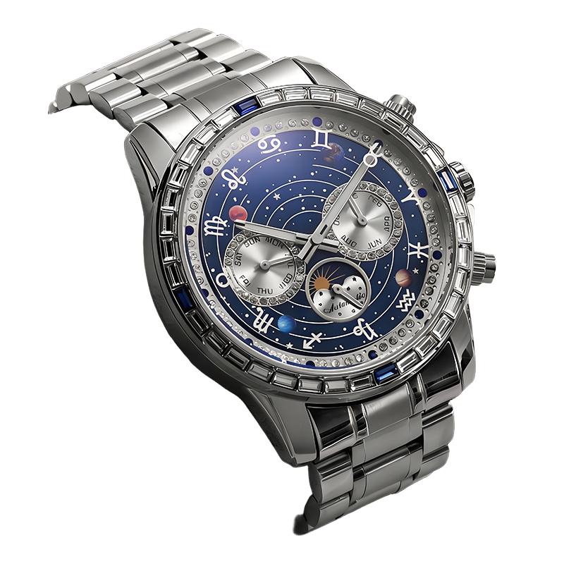 🎁✨ Elegant Self-Winding Watch with Sun & Moon Phase – No Battery, Never Stop | ⌚🌙💛