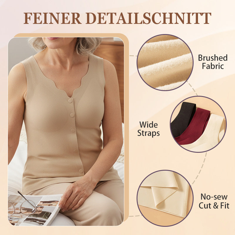 Women’s Thermal Front-Button Tank Top With Built-In Bra