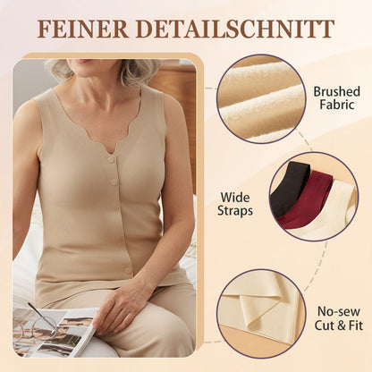 Women’s Thermal Front-Button Tank Top With Built-In Bra