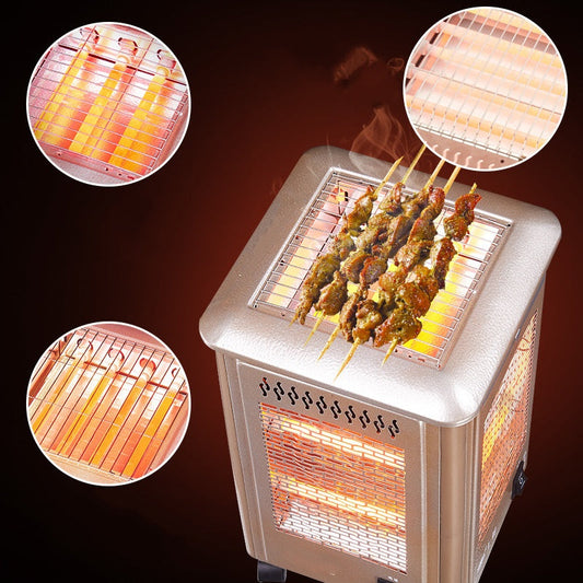 5 Sides Portable Electric Heater with BBQ Grill Top（50% OFF）