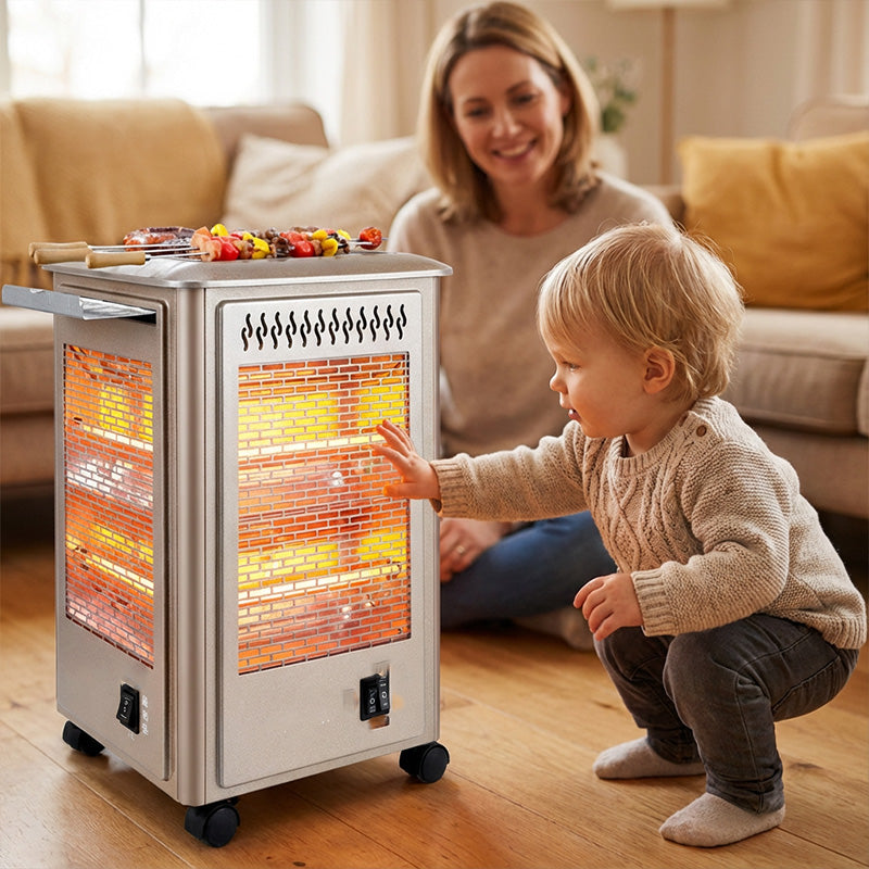 5 Sides Portable Electric Heater with BBQ Grill Top（50% OFF）