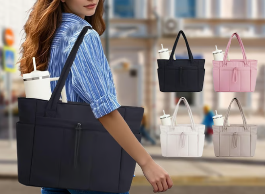 🌸 50% OFF NOW! 🌸💕🎁Wandering Nature Puffer Tote Bag with Cup Holder & Laptop Compartment & Trolley Sleeve for Travel, Work, Nurse, Women