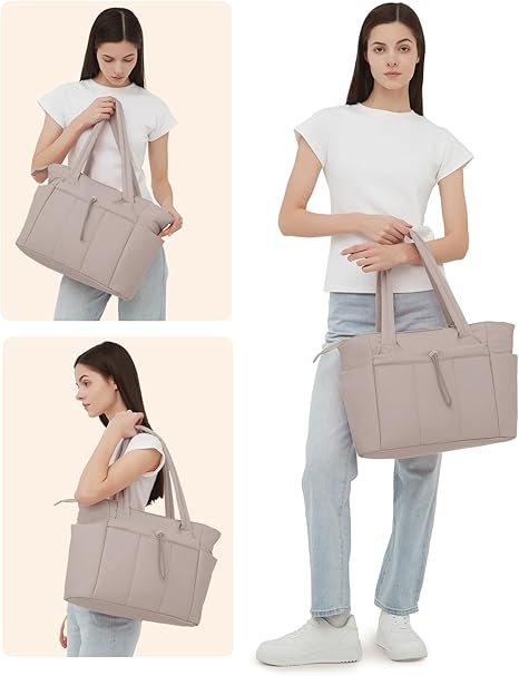 🌸 50% OFF NOW! 🌸💕🎁Wandering Nature Puffer Tote Bag with Cup Holder & Laptop Compartment & Trolley Sleeve for Travel, Work, Nurse, Women