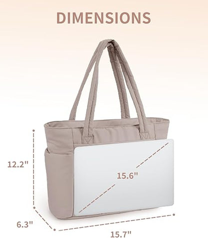 🌸 50% OFF NOW! 🌸💕🎁Wandering Nature Puffer Tote Bag with Cup Holder & Laptop Compartment & Trolley Sleeve for Travel, Work, Nurse, Women