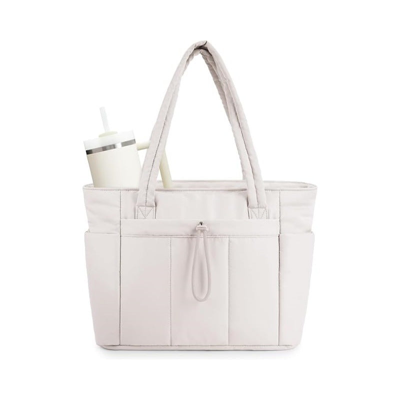 🌸 50% OFF NOW! 🌸💕🎁Wandering Nature Puffer Tote Bag with Cup Holder & Laptop Compartment & Trolley Sleeve for Travel, Work, Nurse, Women