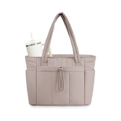 🌸 50% OFF NOW! 🌸💕🎁Wandering Nature Puffer Tote Bag with Cup Holder & Laptop Compartment & Trolley Sleeve for Travel, Work, Nurse, Women