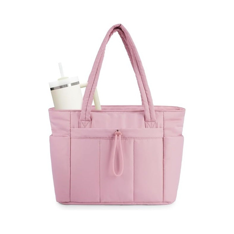 🌸 50% OFF NOW! 🌸💕🎁Wandering Nature Puffer Tote Bag with Cup Holder & Laptop Compartment & Trolley Sleeve for Travel, Work, Nurse, Women