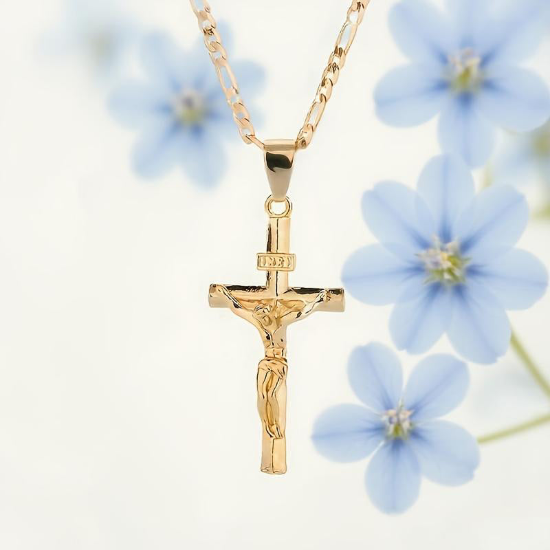 ⏰ BUY 1 GET 1 FREE!✝️Gold-Tone Crucifix Pendant Necklace