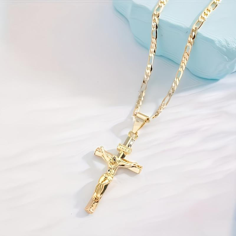 ⏰ BUY 1 GET 1 FREE!✝️Gold-Tone Crucifix Pendant Necklace