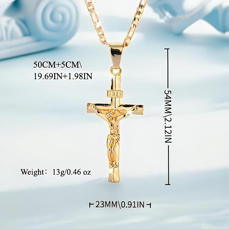 ⏰ BUY 1 GET 1 FREE!✝️Gold-Tone Crucifix Pendant Necklace