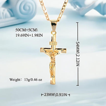 ⏰ BUY 1 GET 1 FREE!✝️Gold-Tone Crucifix Pendant Necklace
