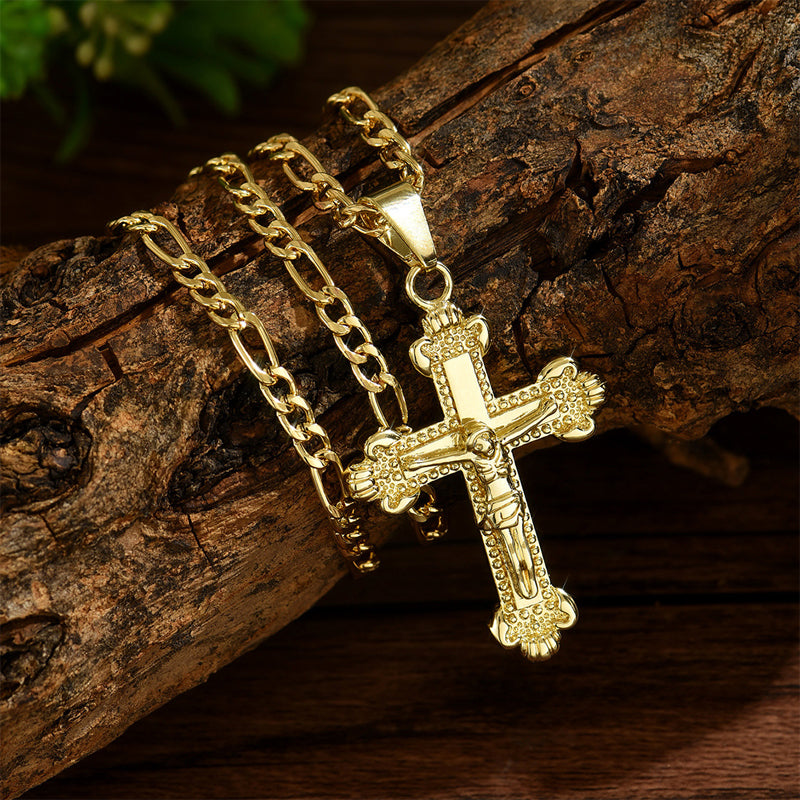 ⏰ BUY 1 GET 1 FREE!✝️Gold-Tone Crucifix Pendant Necklace