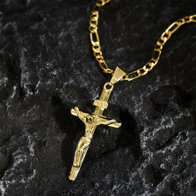 ⏰ BUY 1 GET 1 FREE!✝️Gold-Tone Crucifix Pendant Necklace
