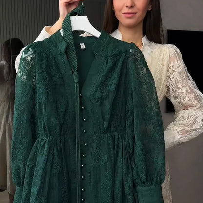 🎁New arrival 60% OFF💥Vintage Embroidered Lantern Sleeve Dress