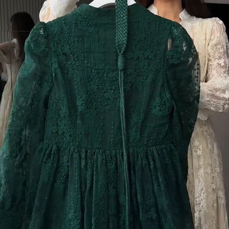 🎁New arrival 60% OFF💥Vintage Embroidered Lantern Sleeve Dress