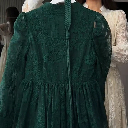🎁New arrival 60% OFF💥Vintage Embroidered Lantern Sleeve Dress