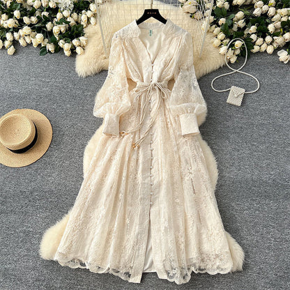 🎁New arrival 60% OFF💥Vintage Embroidered Lantern Sleeve Dress