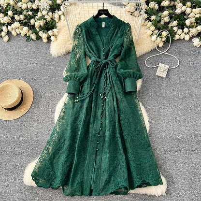 🎁New arrival 60% OFF💥Vintage Embroidered Lantern Sleeve Dress
