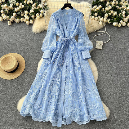 🎁New arrival 60% OFF💥Vintage Embroidered Lantern Sleeve Dress