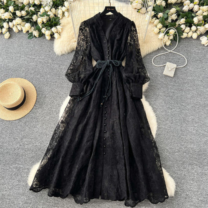 🎁New arrival 60% OFF💥Vintage Embroidered Lantern Sleeve Dress