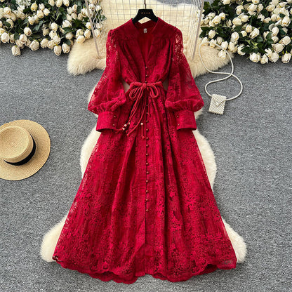 🎁New arrival 60% OFF💥Vintage Embroidered Lantern Sleeve Dress