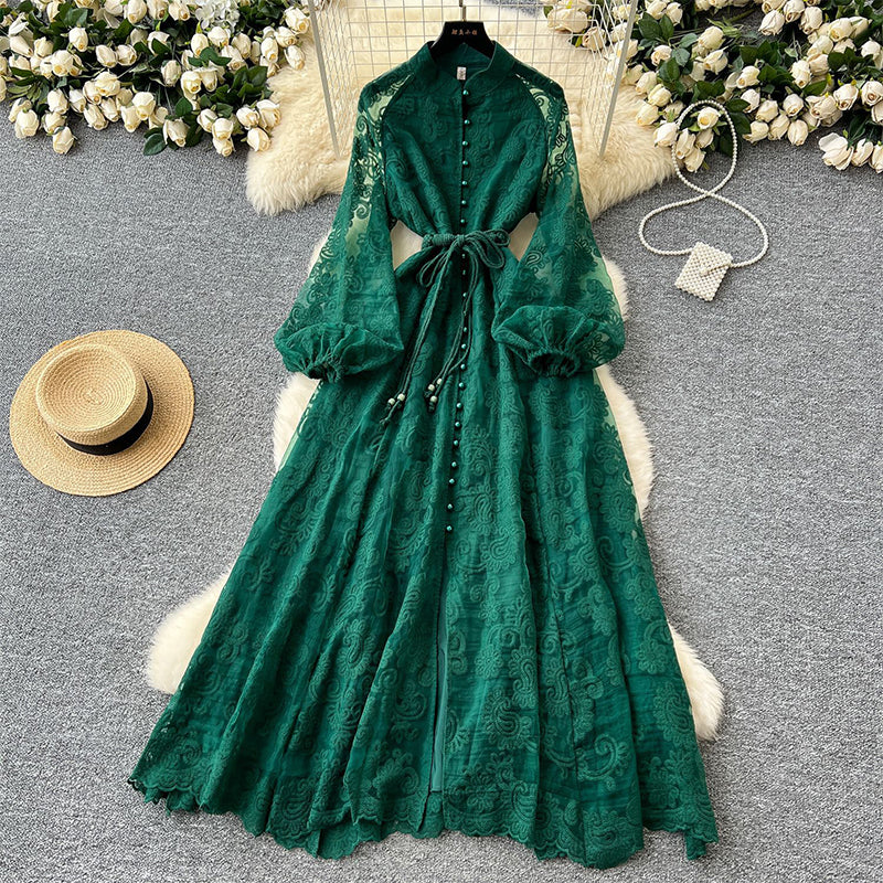 🎁New arrival 60% OFF💥Vintage Embroidered Lantern Sleeve Dress