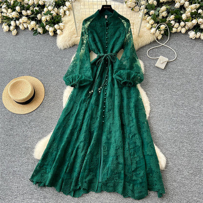 🎁New arrival 60% OFF💥Vintage Embroidered Lantern Sleeve Dress