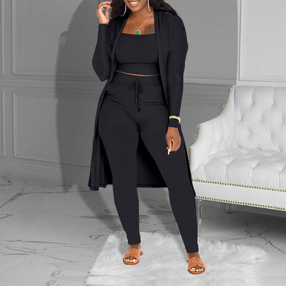 📢📢49% OFF!!⏰Casual 3-Piece Knit Set – Cropped Top, Cardigan & Pants