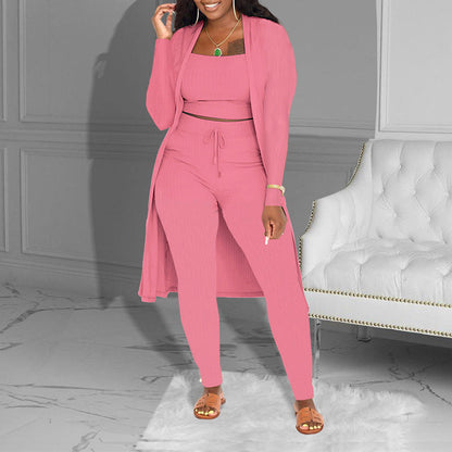 📢📢49% OFF!!⏰Casual 3-Piece Knit Set – Cropped Top, Cardigan & Pants